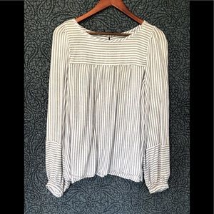 Blue and white striped blouse